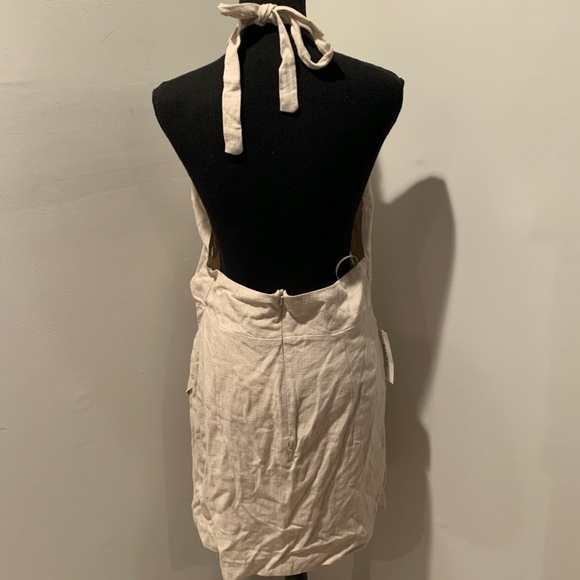 Bardot Goddess Linen Blend Halter Dress in Stone Size 10 NWT - Picture 3 of 9